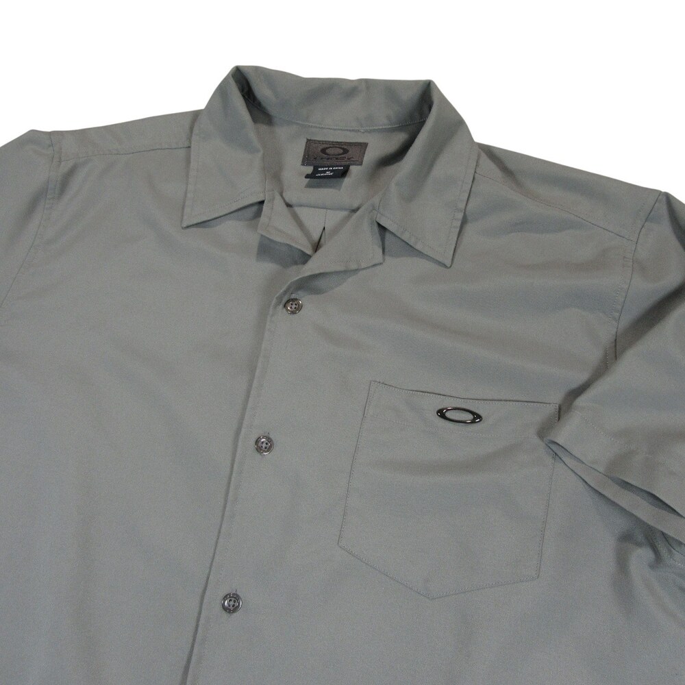 Oakley Men’s Short Sleeve Button-Up Shirt - Light Gray